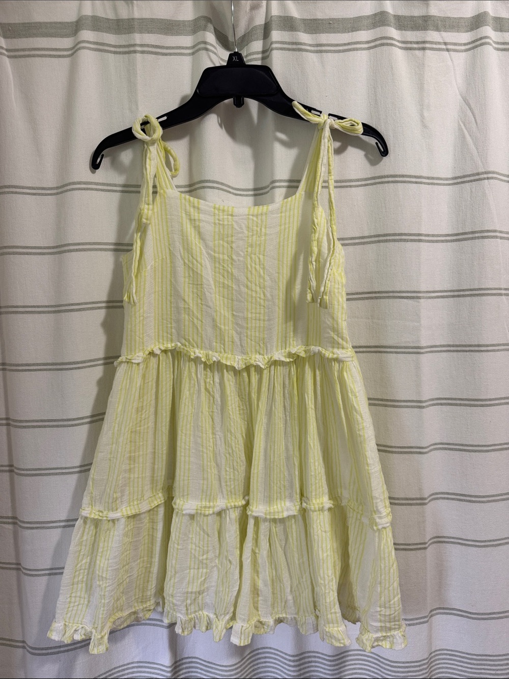 miami Yellow and White Tiered Sundress